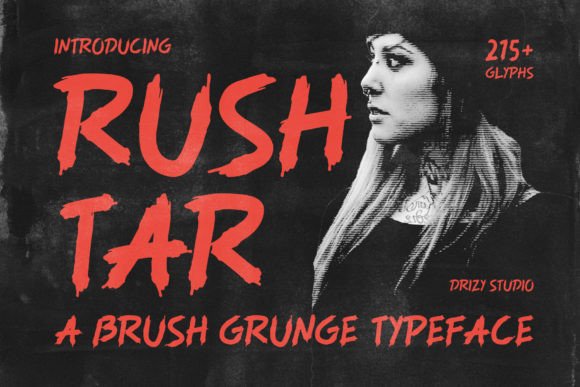 Rushtar Typeface: Bold Grunge Style for Makers